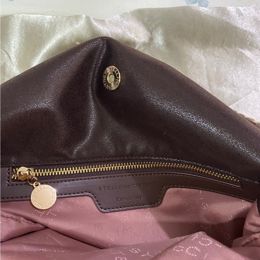 Stella McCartney Dark Brown Faux-Leather Tote with Gold Chain Trim - Picture 8 of 10